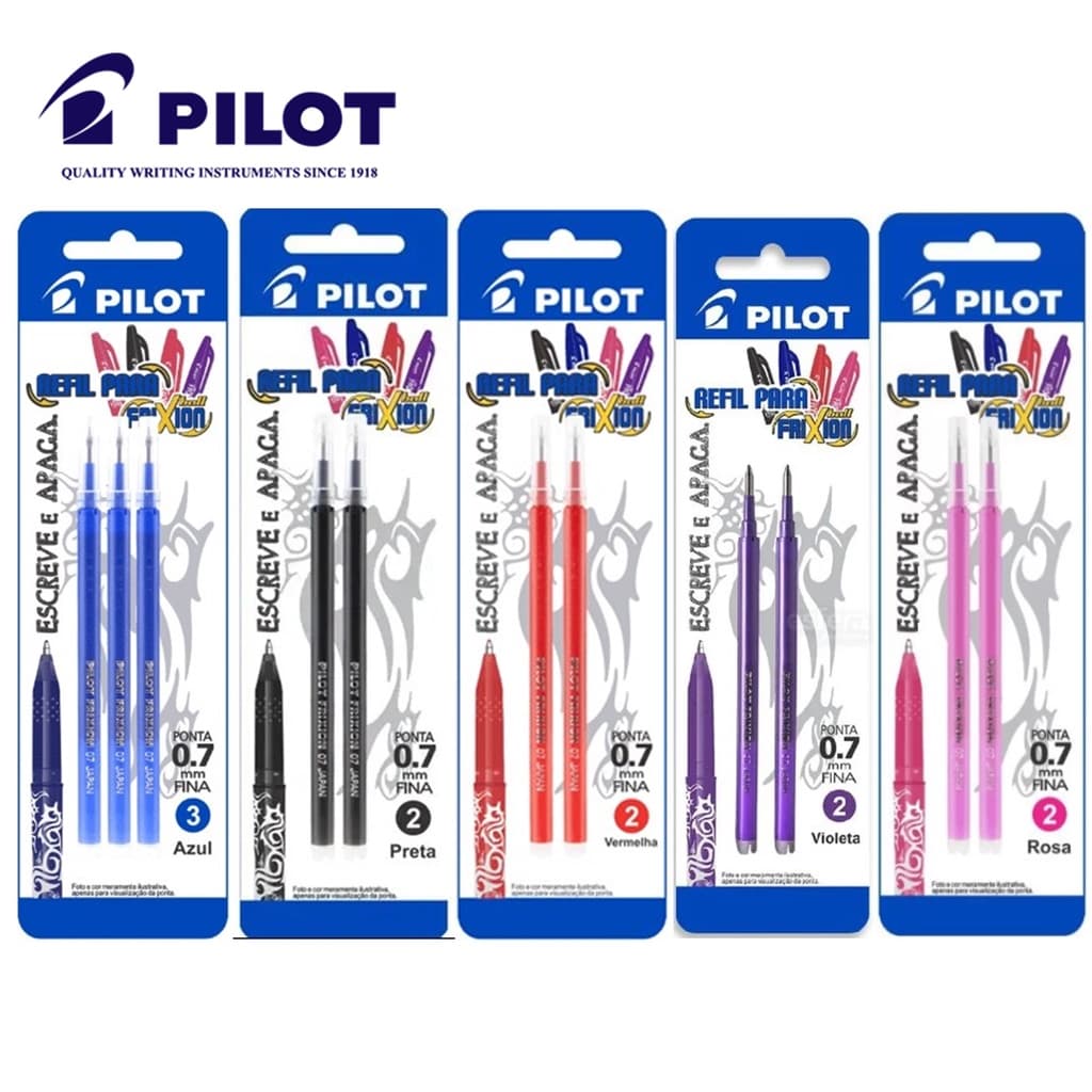 Refil Caneta Pilot Frixion Ball 0.7mm Apaga Com Calor