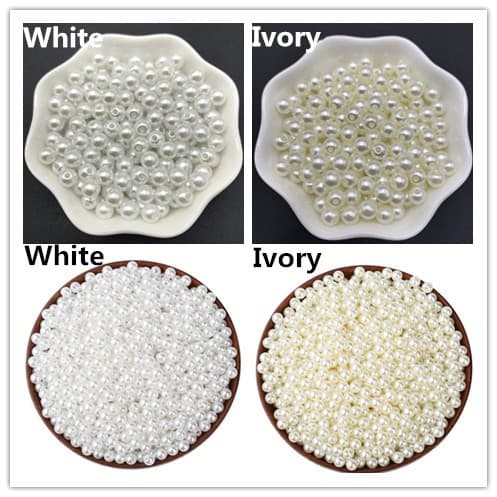 Escolha O Tamanho 3.4.6.8.10.12.14.16.18.20mm ABS Marfim/Branco Imitação De Pérolas Contas Redondas Soltas Caber DIY Pul