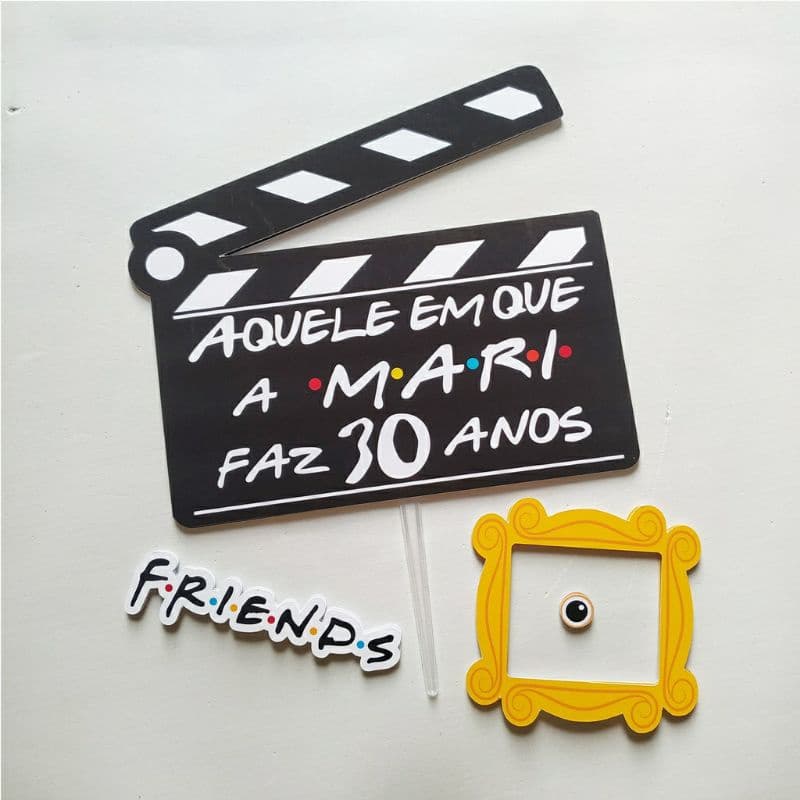 Topo de bolo Friends personalizado 4 itens