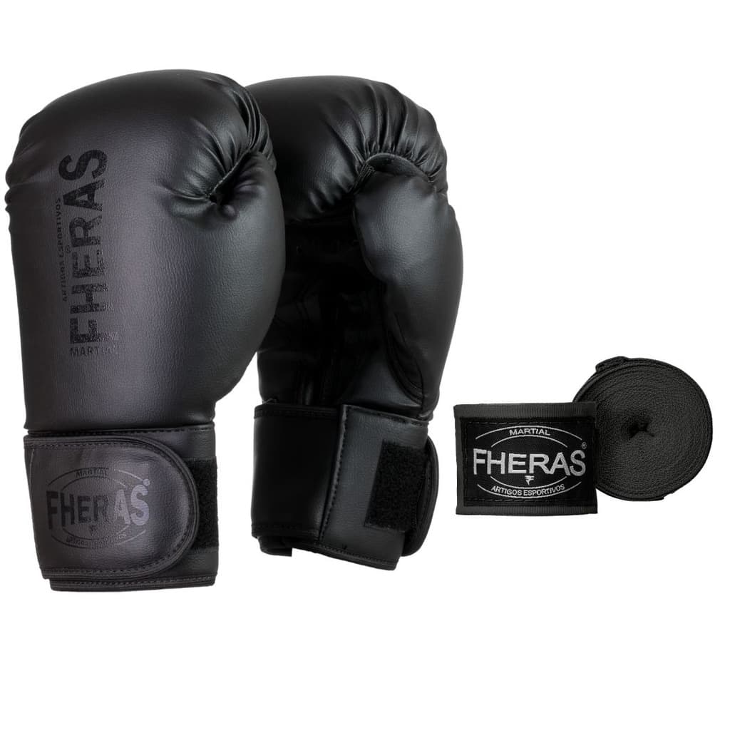 Luva Boxe e Muay Thai Profissional Estampada Fheras 12 oz com Bandagem