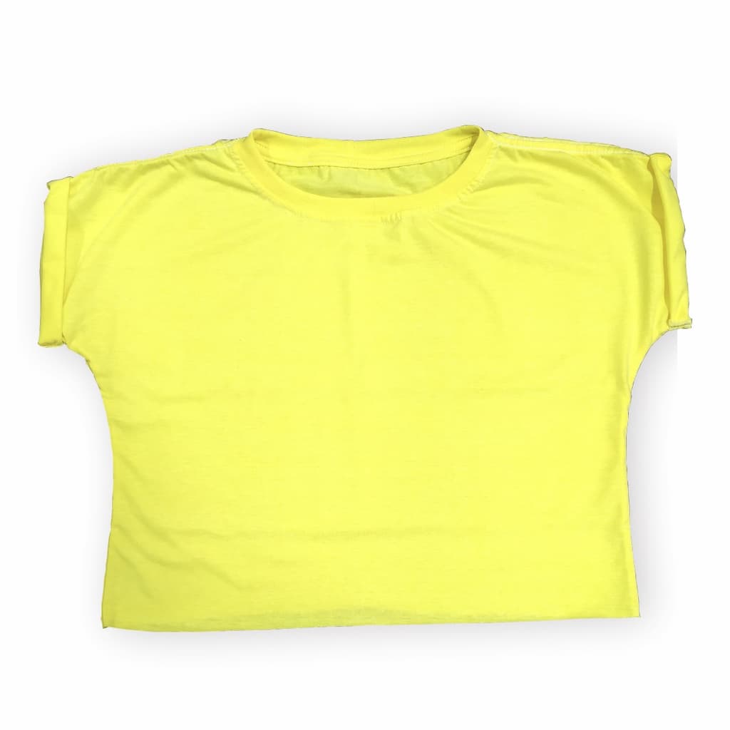 Blusa Cropped Feminino Neon Amarelo Casual Fitnes Academia Caminhada Leve e confortavel