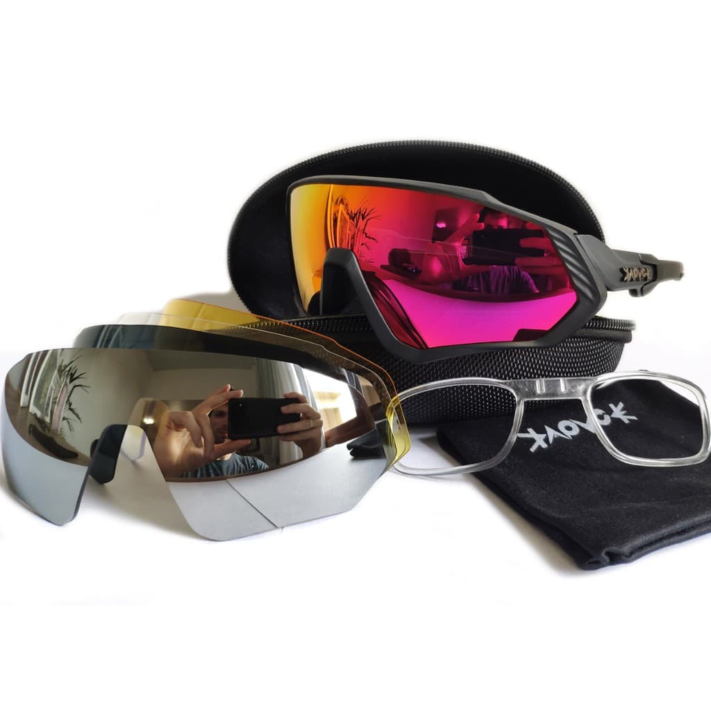 Óculos Ciclismo Kapvoe 5 Lentes UV400 TR90 Original c/ Adaptador de Grau Miopia MTB Speed