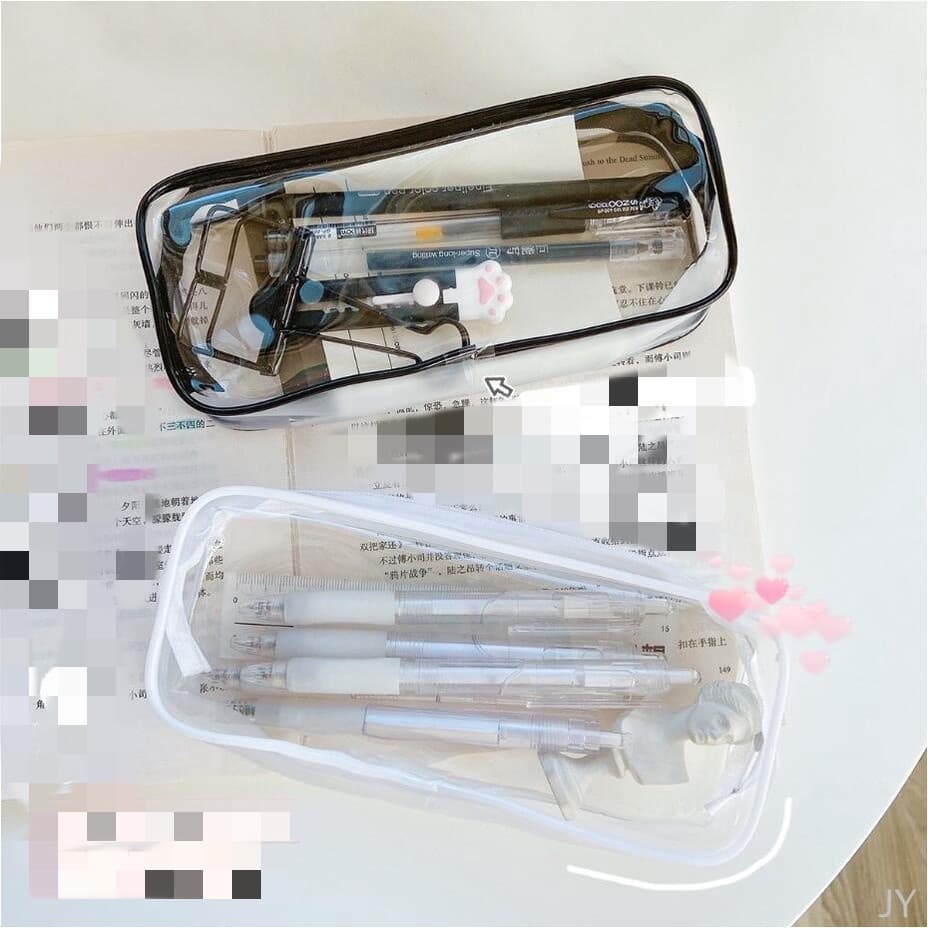 [JY]  Estojo De Lápis Transparente De Grande Capacidade Em PVC Portátil Com Zíper