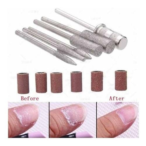 Kit 6 Limas + 6 Lixas Lixadeira Elétrica De Unhas Manicure