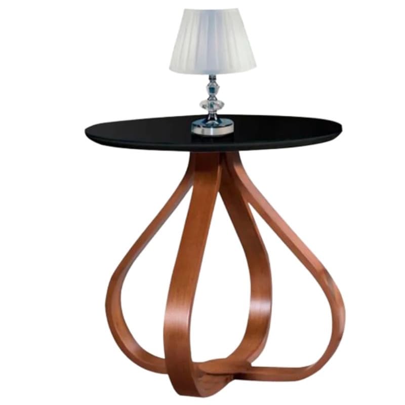 Mesa Canto Lateral Decorativa Sala Redonda Luxo Cebola Preta