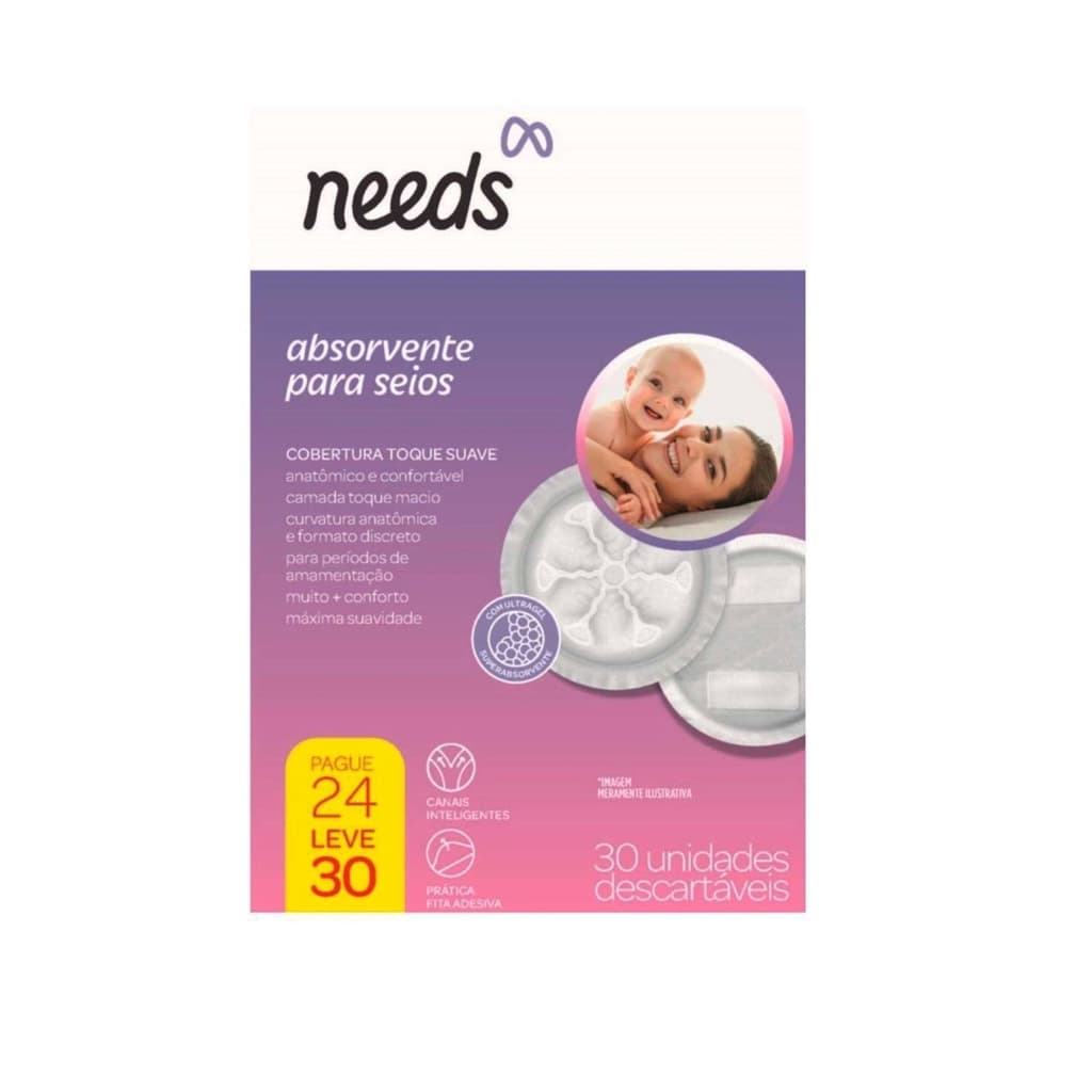 Absorvente para Seios Toque Suave 30 ou 12 unidades