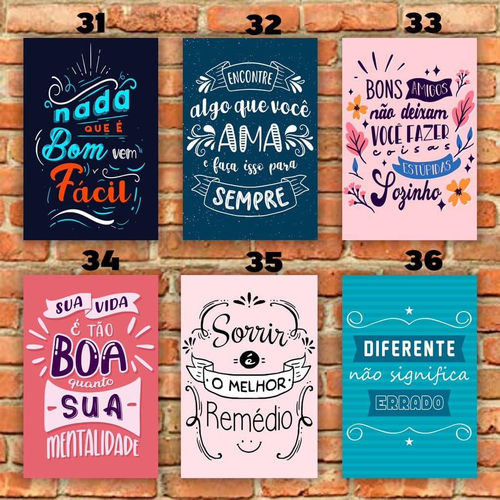 kit 6 Quadro decorativo unidade frases bonitas placa motivacionais, frases de incentivo  decoração, decorações para sala
