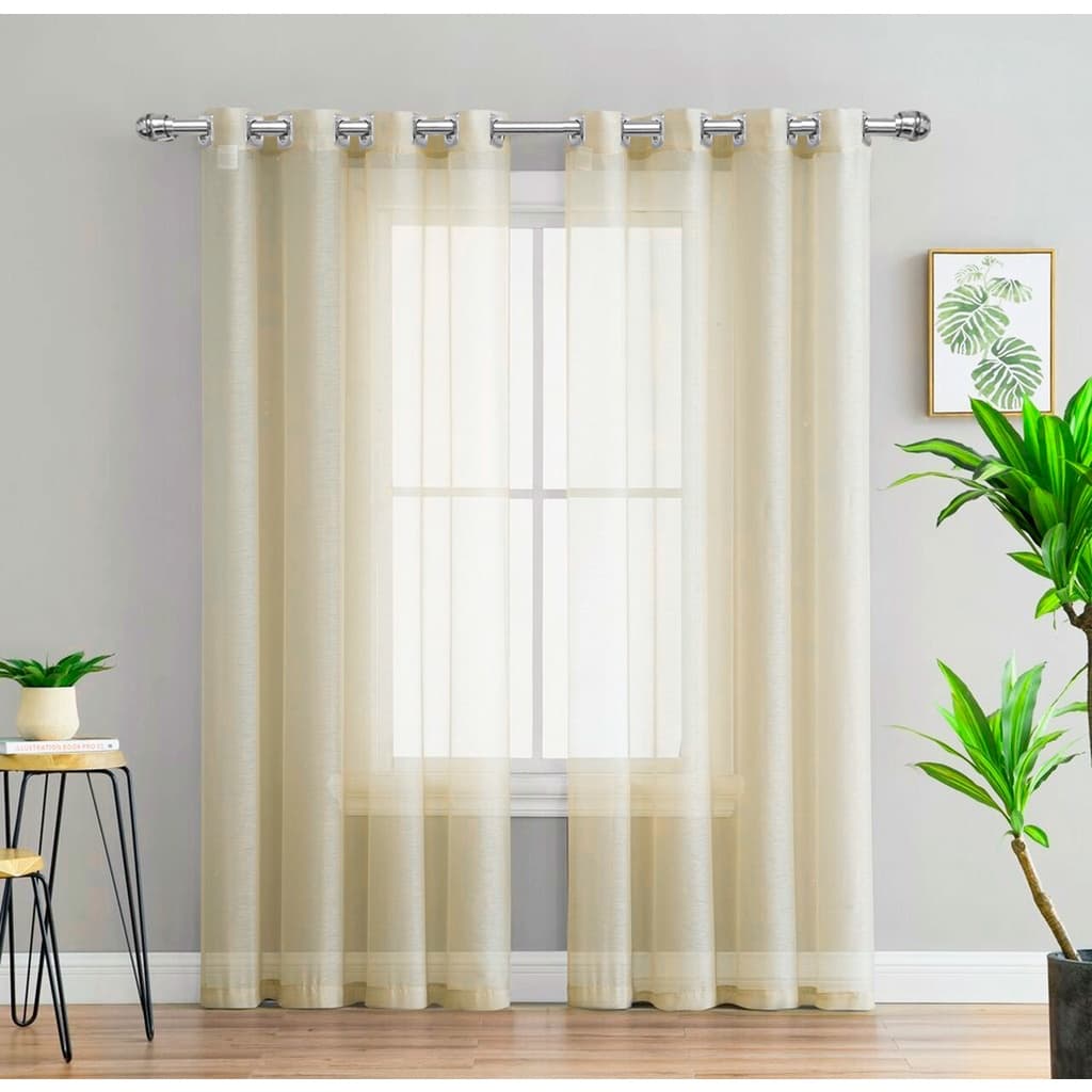 Cortina Voil 4,00x2,70 para varão simples com ilhós cromado- Cortina Para janela de Sala ou Quarto