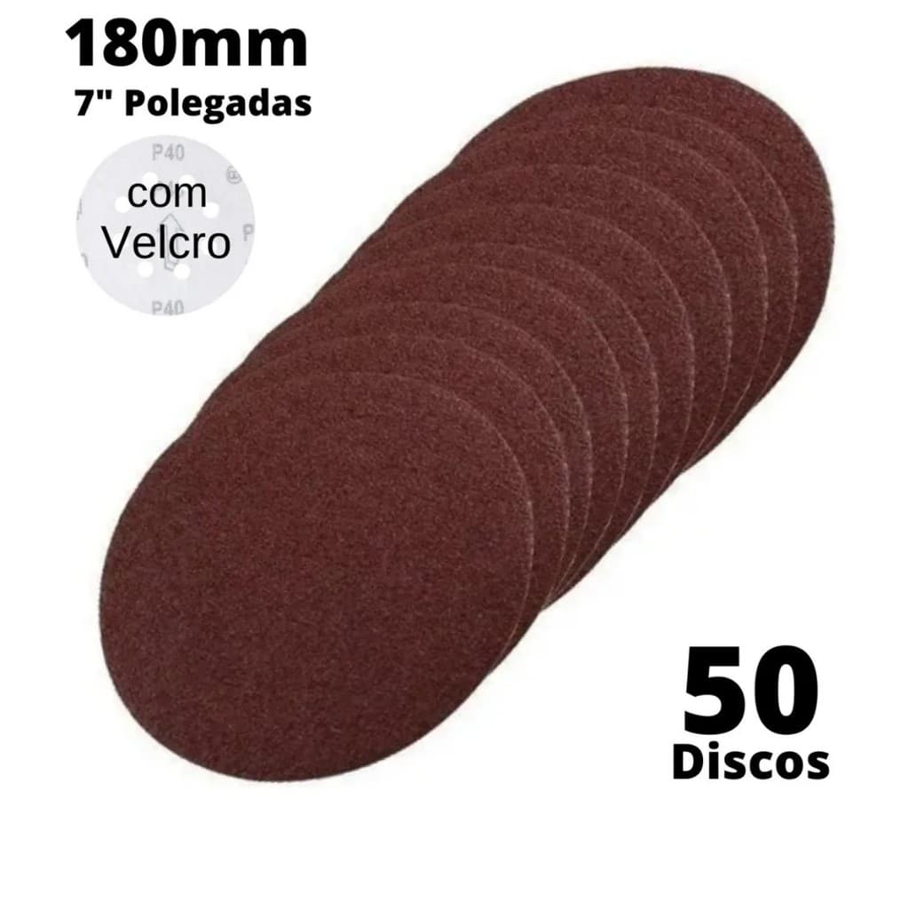 50x Disco De Lixa Com Velcro 7" Polegadas 180mm Sem Furo - Kit Discos Lixas Vários Grãos. - Bestfer.