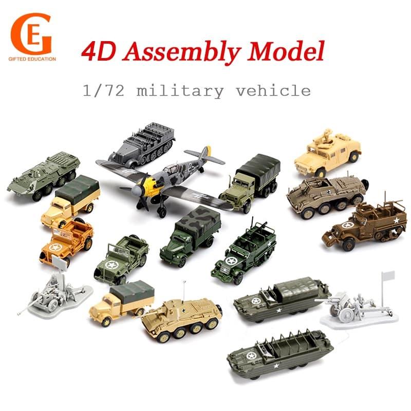 1/72 4D Montado Modelo Veículo Militar Cougar M3A1 Carro Blindado Kit De Construção De Brinquedo Jeep Vais WW2 Modelos Soldado Presente