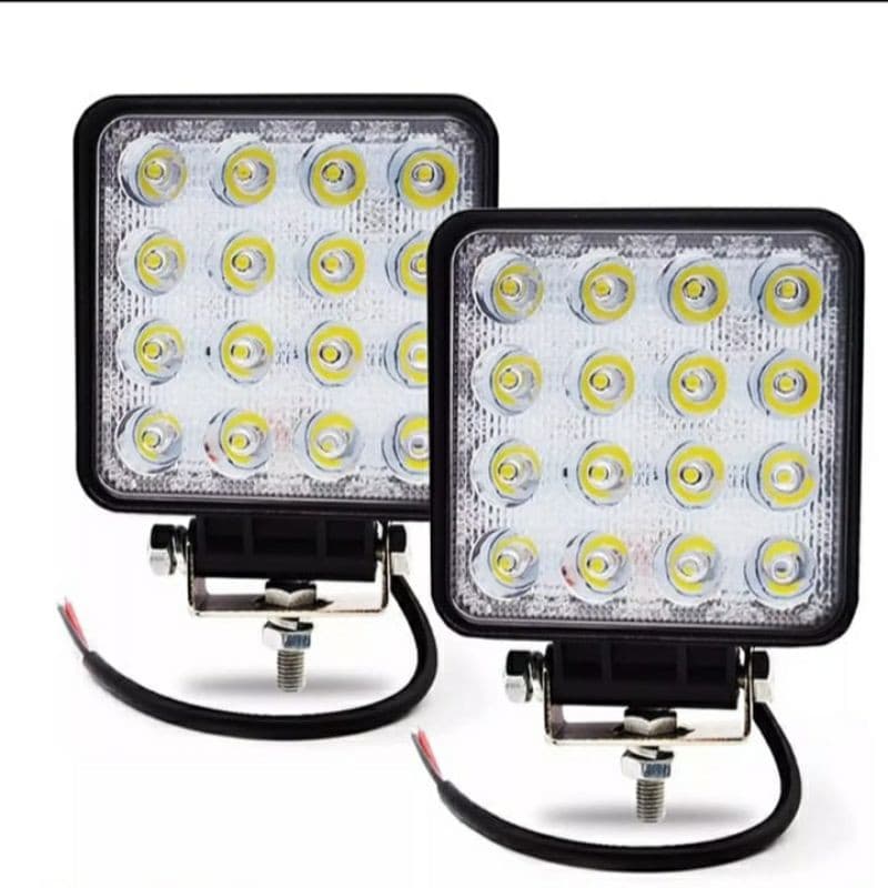 FAROL DE MILHA QUADRADO LED 48 WTS CARRO CAMINHÃO KIT COM 2 UNIDADES
