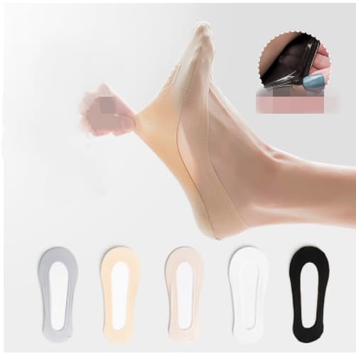 Meias Rasas Antiderrapantes Invisíveis De Silicone Para Pés De Seda Gelada