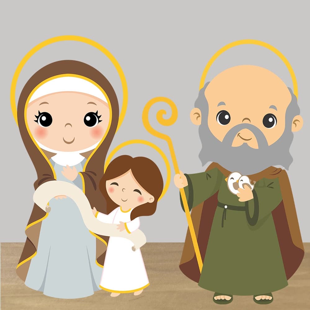 kit Almofada Naninha Santa Ana + São Joaquim Dia dos Avós Pais da Virgem Maria