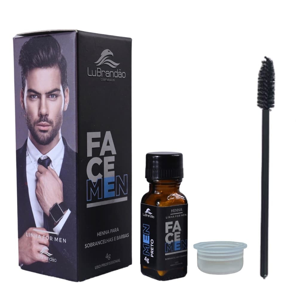 Henna Masculina Para Barba e Sobrancelhas Lu Brandão - Preto 4g
