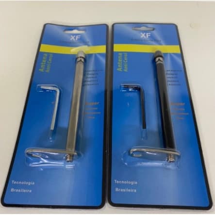 Antena Corta Pipa Moto Retrátil Retrovisor Aço Inox Pto MF6A Preta ou Prata