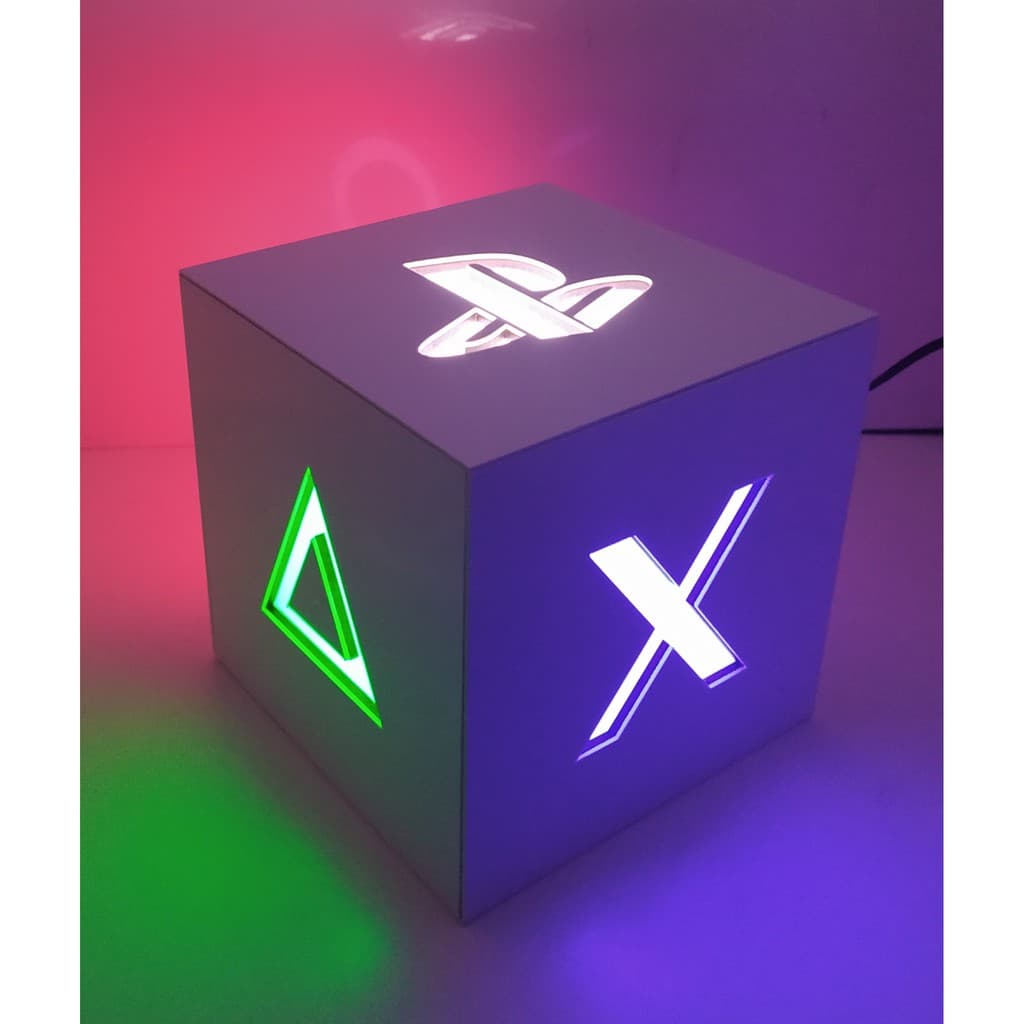 Luminária Led Cubo Gamer Playstation Xbox
