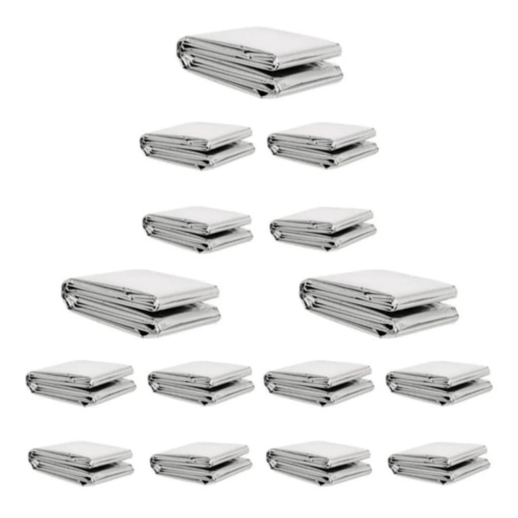 Kit 15 Cobertores Térmicos Aluminizados Emergência Resgate Trilha Camping Aquecimento 2.10x1.40
