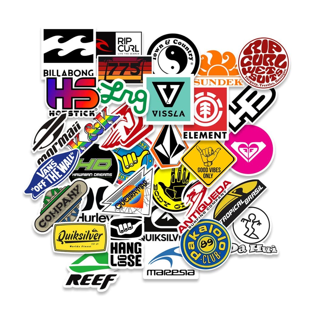 49 Adesivos Sticker Surf Marcas + Brinde (Foto meramente ilustrativa)