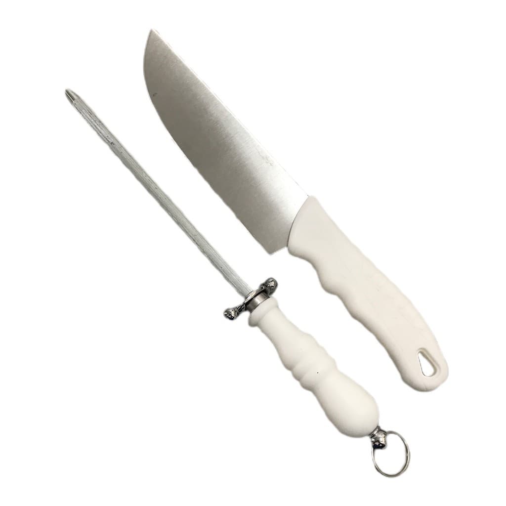 Kit Churrasco Peixeira Faca 8'' e Chaira Amolador Afiador Inox Casual - KCHU-07