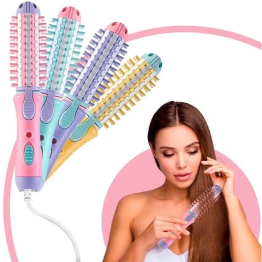 Mini Escova Modeladora Portátil Enrola Cabelo  Alisadora  Bivolt