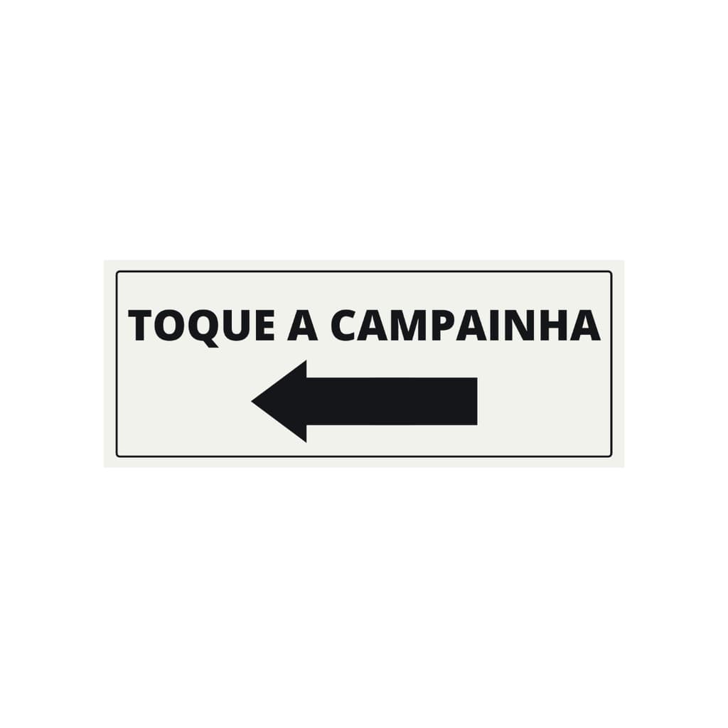 Placa de Sinalização Toque A Campainha Seta Esquerda - 25x10