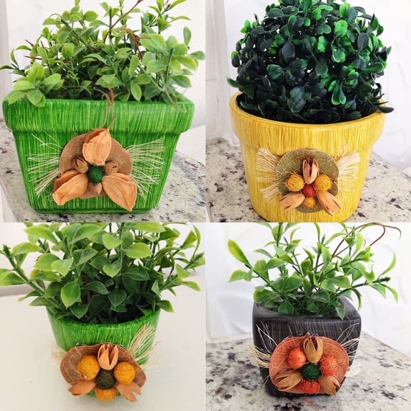 🪴 Vaso Decorado com Semente para plantas, suculentas ou flores / Vasinho de Jardim / Decorações para Casa, Cozinha e Sala de estar / Decoração para Planta / Cachepô Artesanal / Artesanato / Cachepot Feito a Mão para Cacto