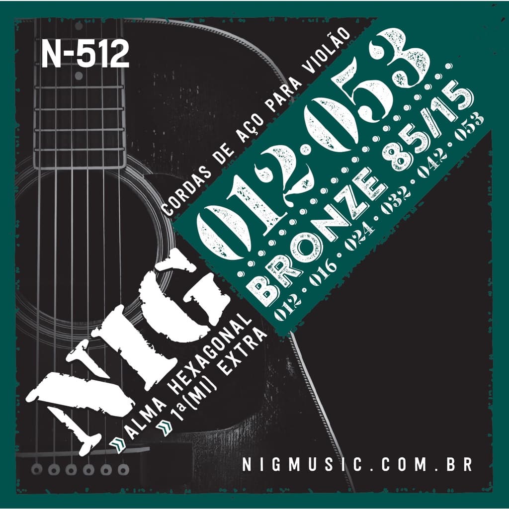 Encordoamento NIG N-512 para Violão Bronze 85/15 0,009-0,045