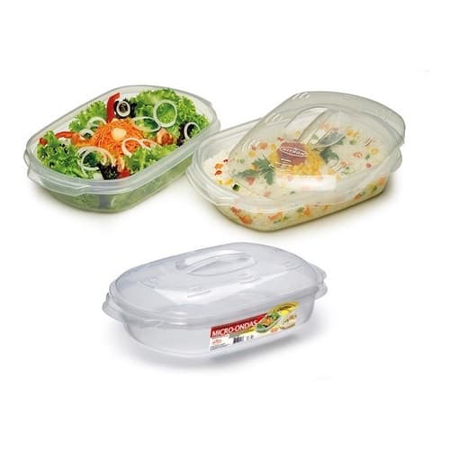 Panela De Arroz Para Micro-ondas Retang 2lts Kit C/2 Panela