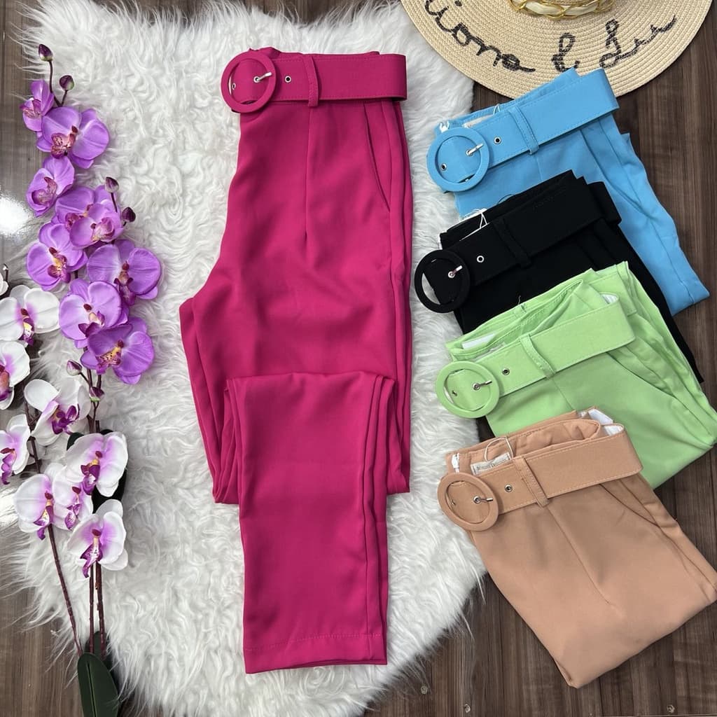 Calça Alfaiataria Com Cinto Moda Feminina