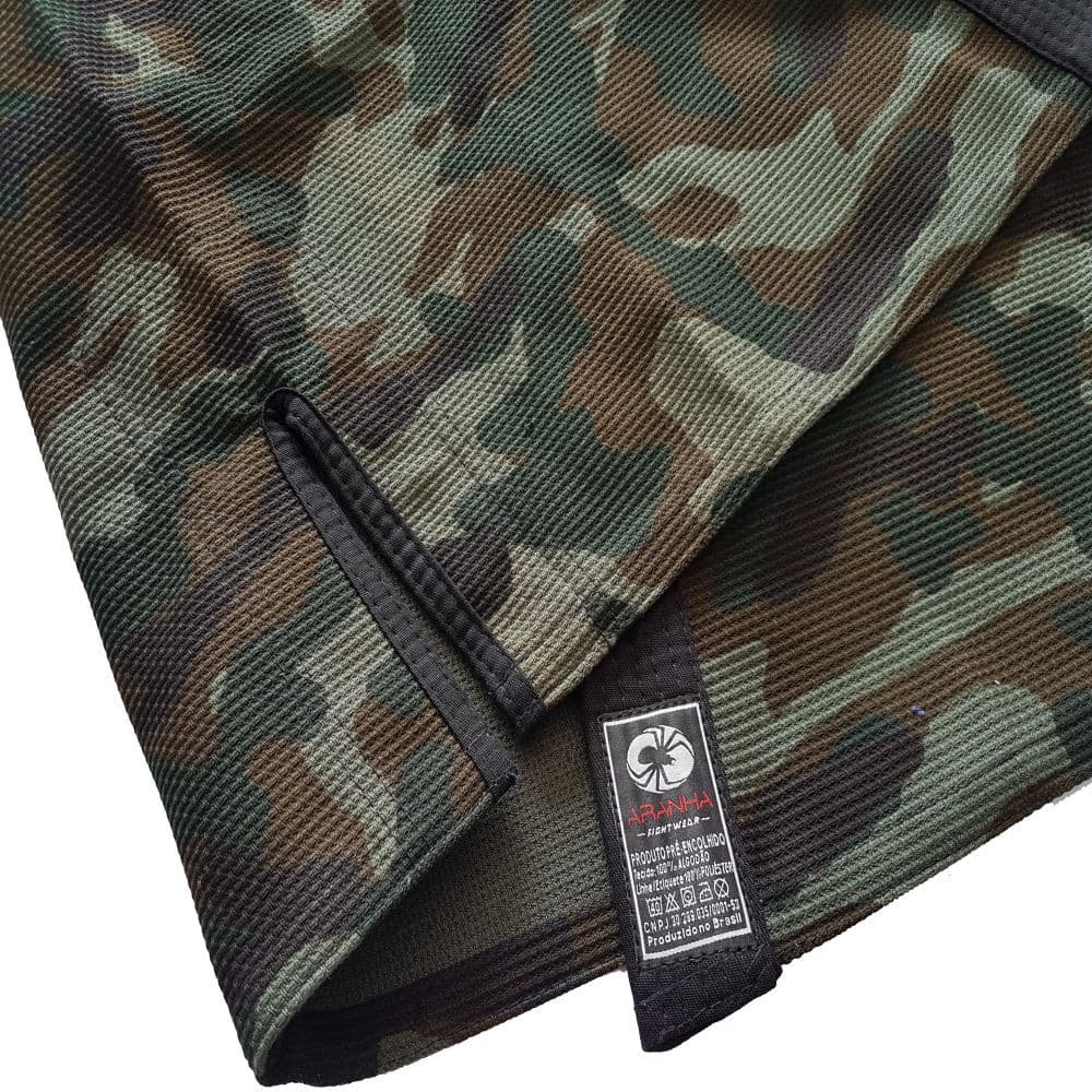 Kimono Jiu-Jitsu Trançado Camuflado Verde Adulto Marca Aranha