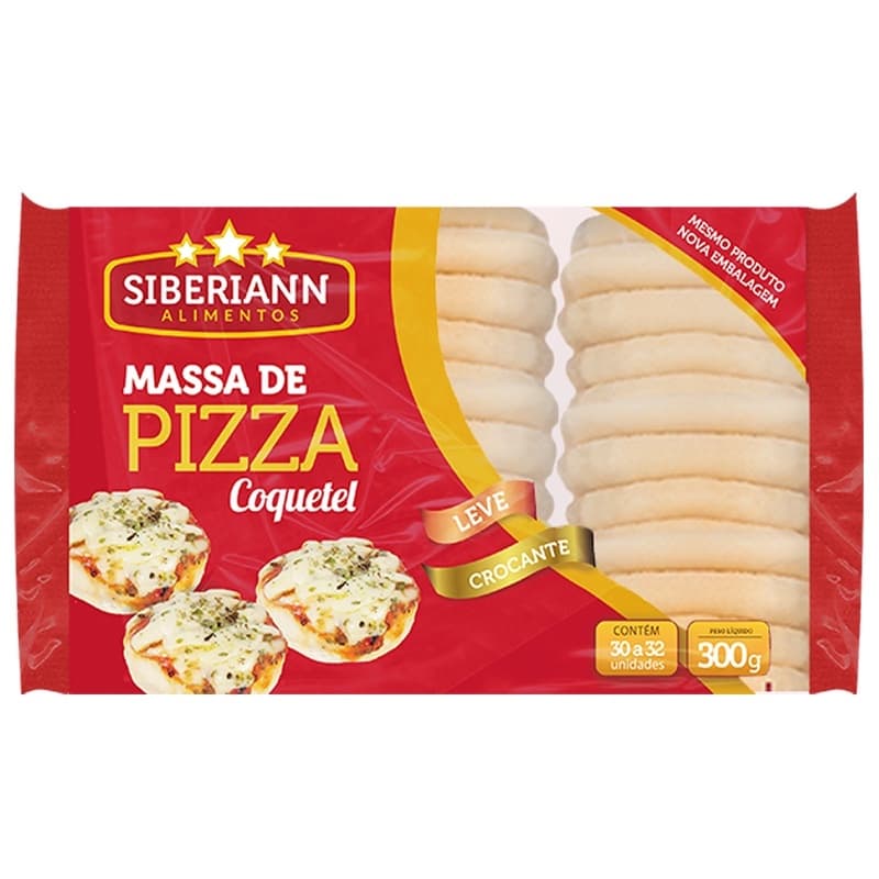 Massa De Pizza Coquetel 300g Leve Crocante Pacote com  30 Unidade