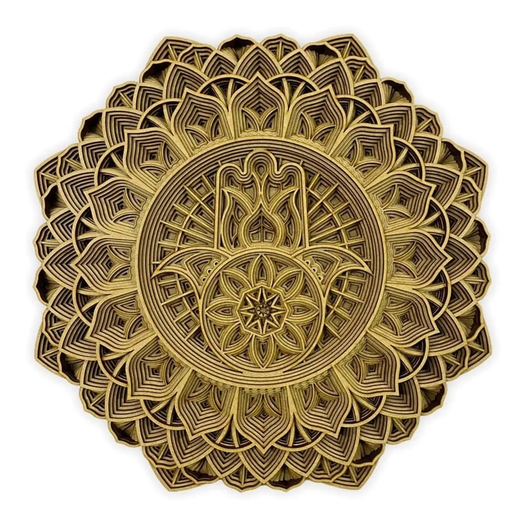 Quadro Mandala 3d Mão De Fátima Hamsá 50cm Com 9 Camadas
