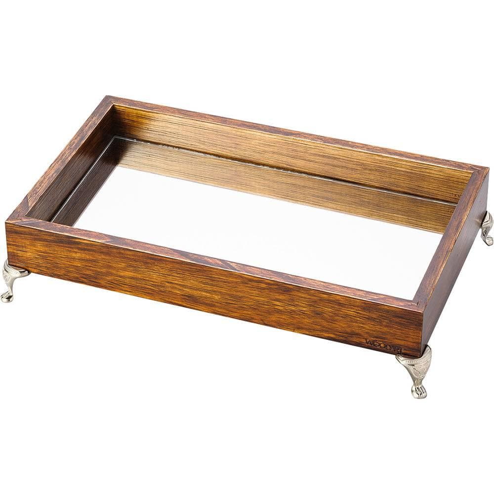 Bandeja de Madeira Natural com Pé 29x17x6,5cm Woodart