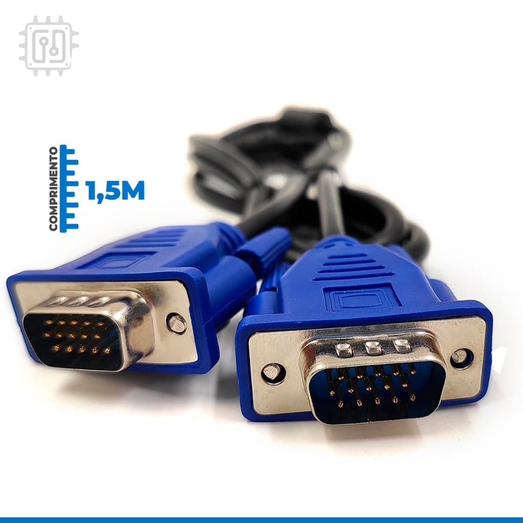 Cabo VGA Macho x Macho Para Monitor Projetor Alta Qualidade Com Filtro Com NFE