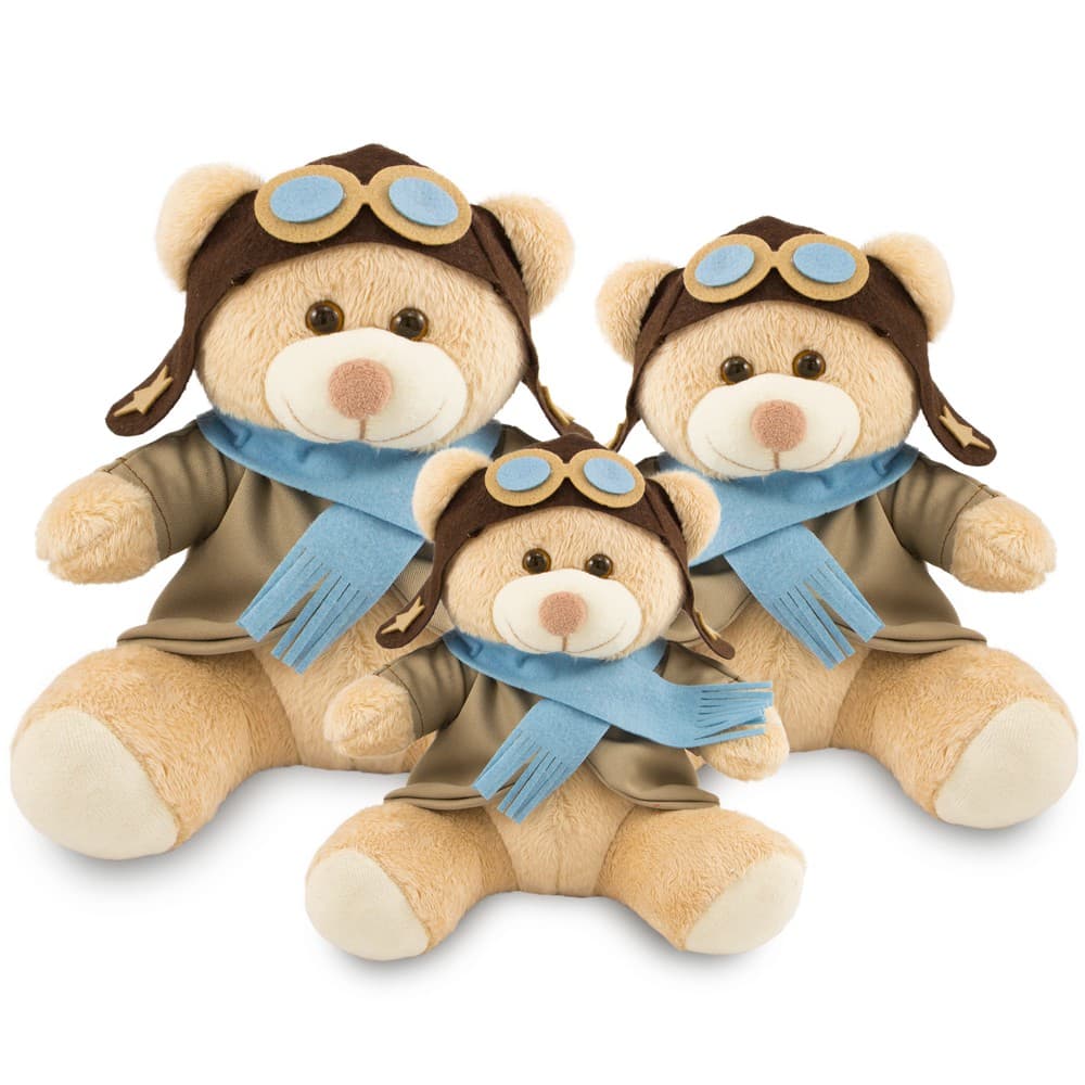 Trio de Ursinhos Aviador para Nichos de Pelucia Decoraçao Quarto Bebê