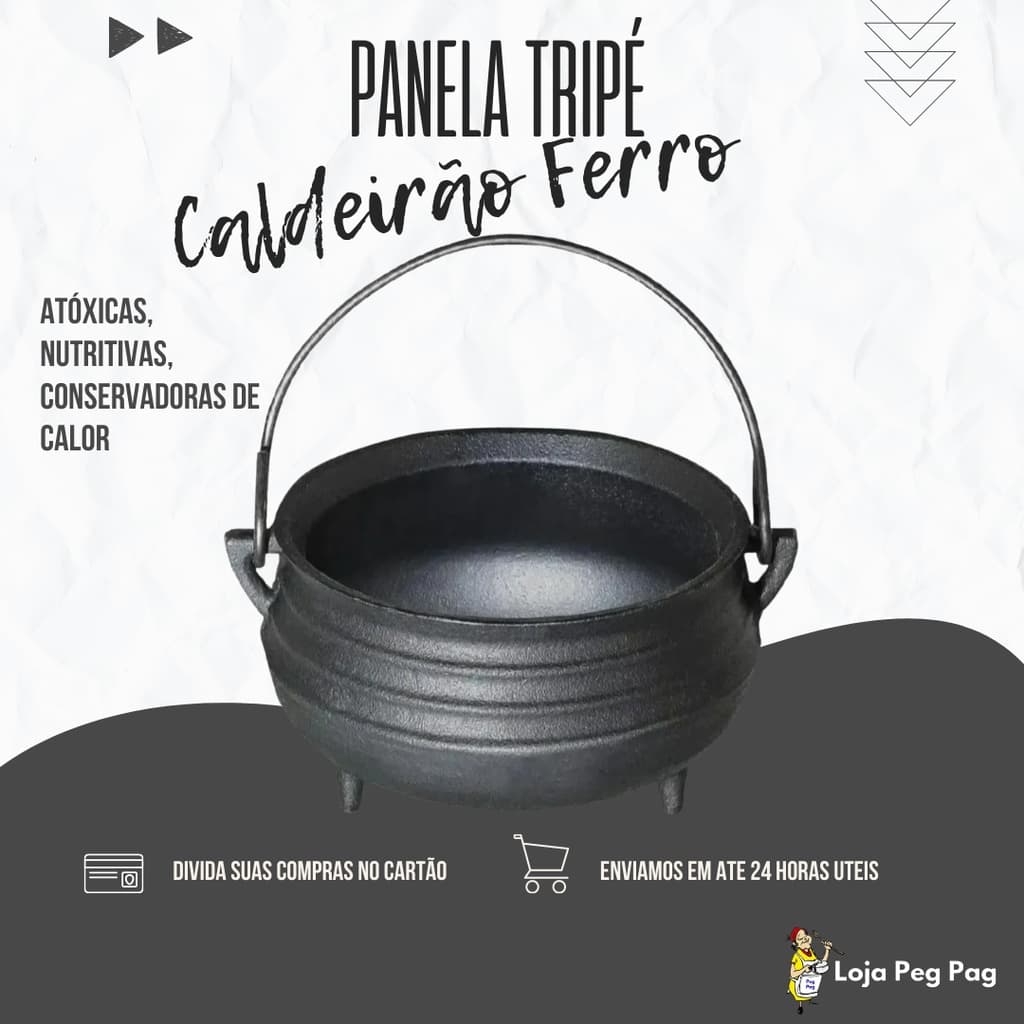 Panela Tripé Caldeirão Ferro S/ Tampa