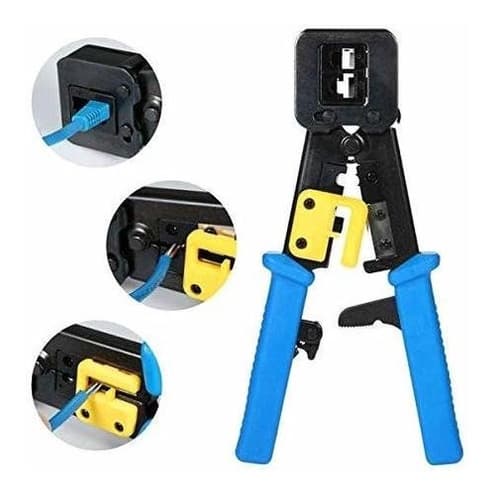 Alicate de Crimpagem Ez Crimp  + 10 Conectores Rj45 Cat5e Vazado