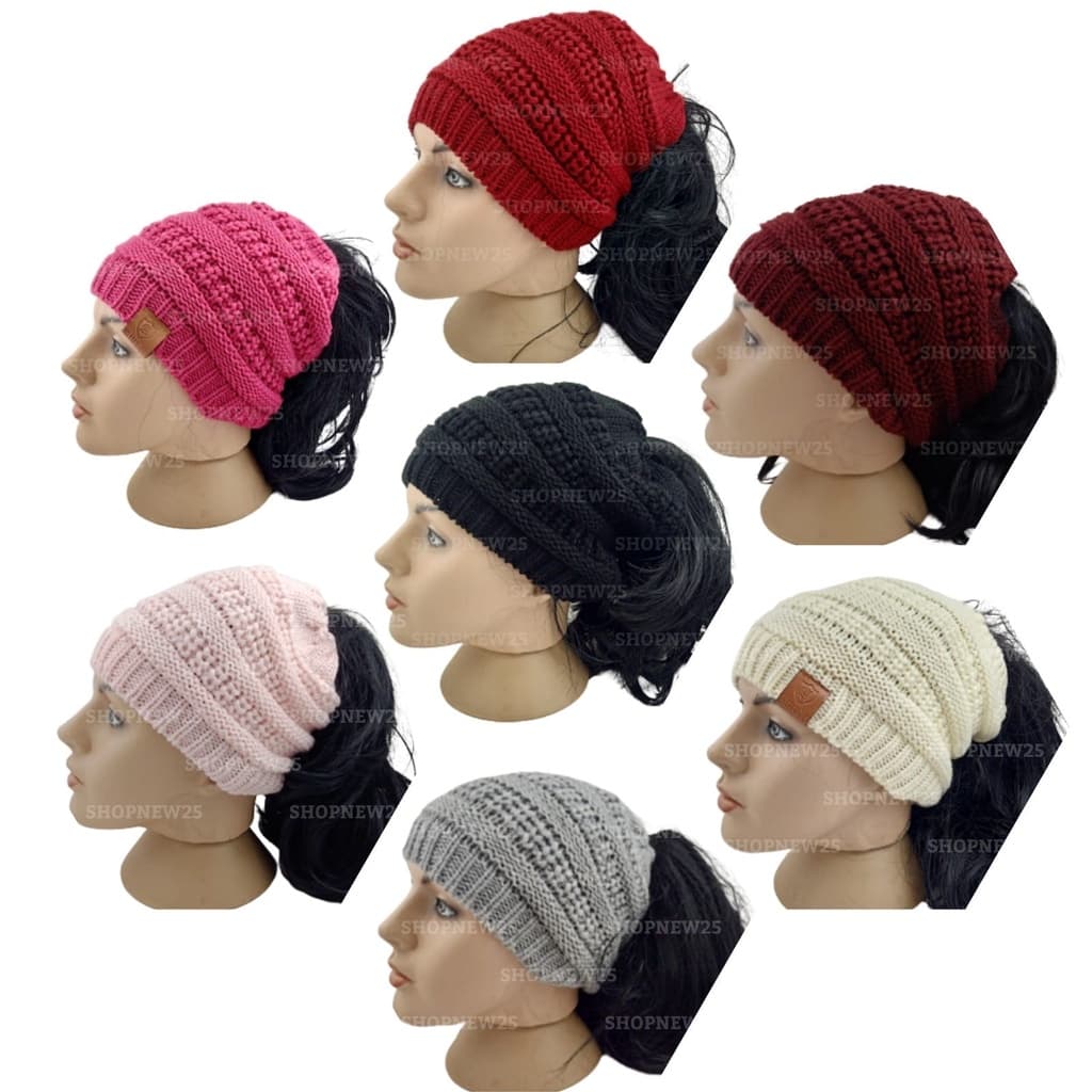 Touca Gorro Boina Beanie  Rabo de Cavalo Feminina Varias cores