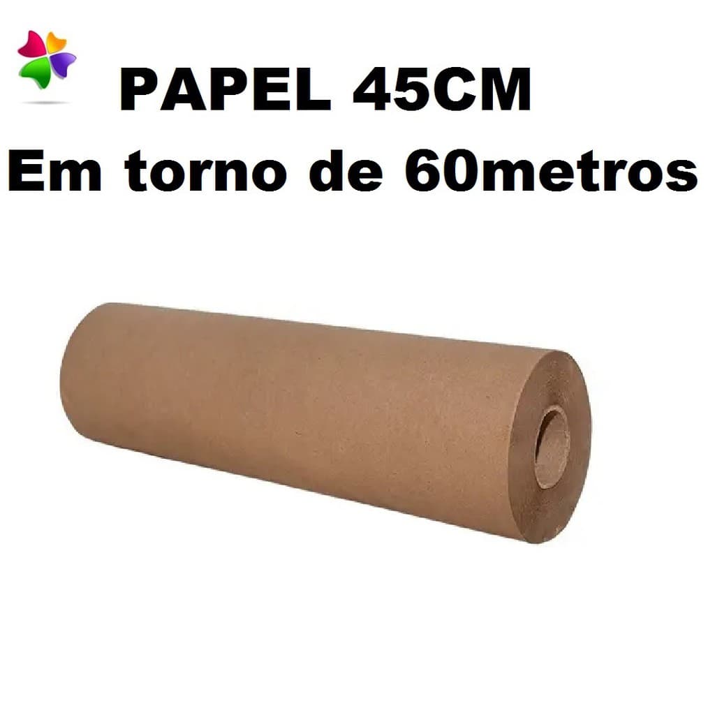 Papel pardo Semi Kraft Bobina 45cm 1,25kg Embalagem Envelopamento