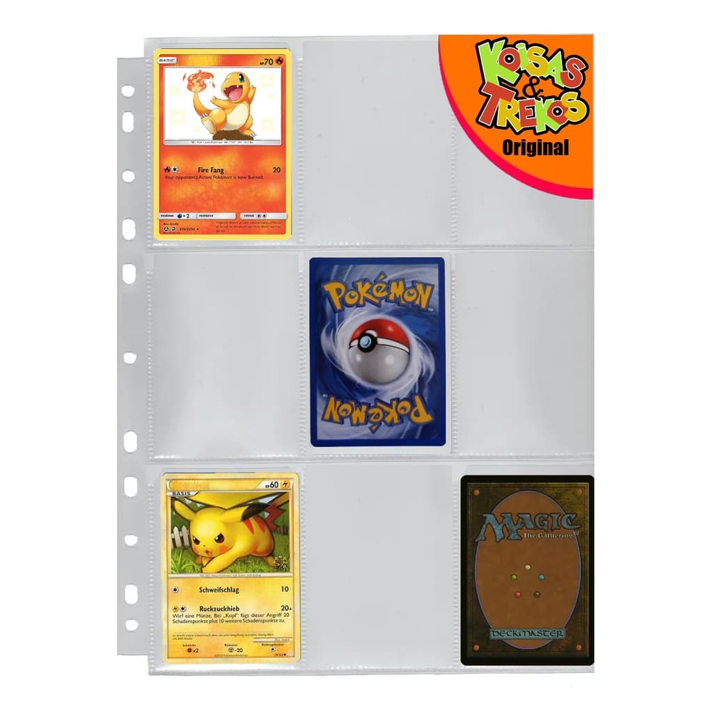 Refil Plástico 5 Folhas Para Cards Pasta Fichário Álbum Pokémon Magic Ket