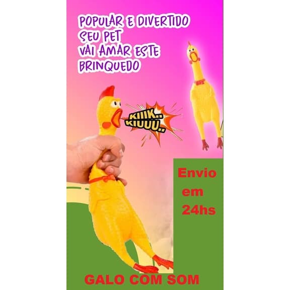 Frango Galinha Galo Brinquedo Borracha Mordedor Sonoro Para Pet Cachorro Cão Criança Bebe