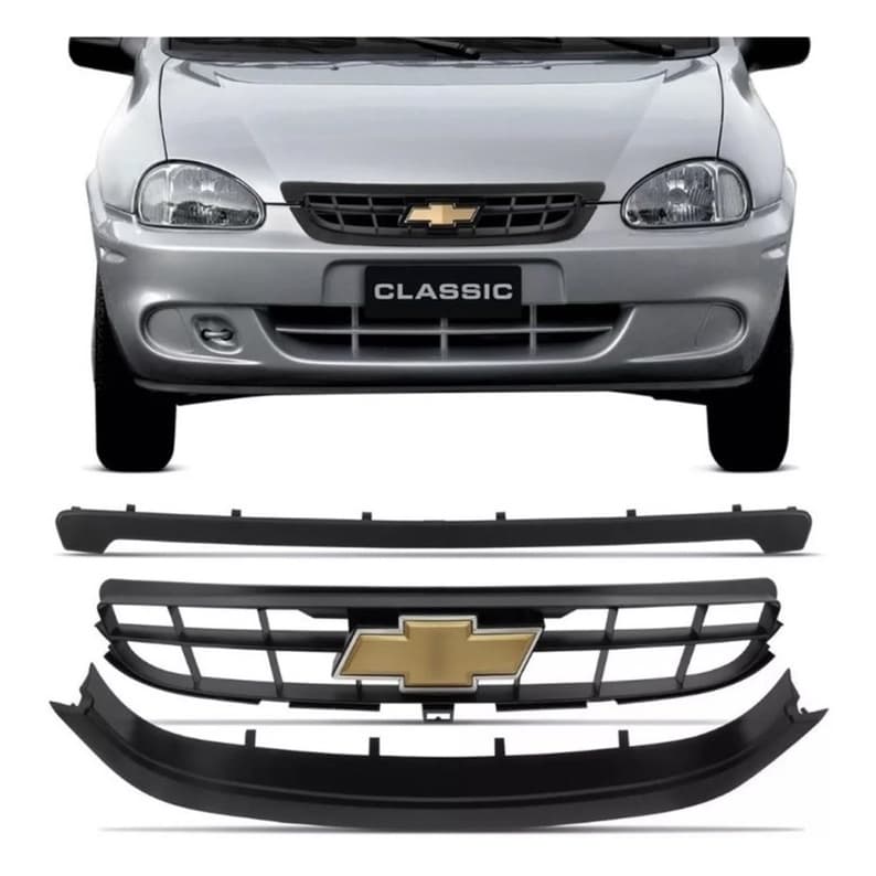 Grade Corsa Classic Preta 2008 2009 2010 + Emblema Dourado