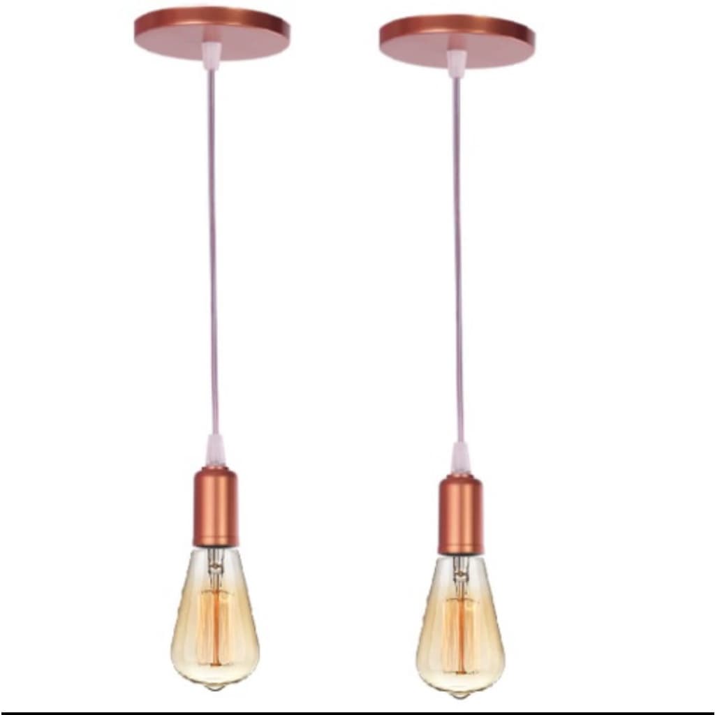 2 Pendente Fio Cristal Retro Vintage Industrial C/ Regulagem