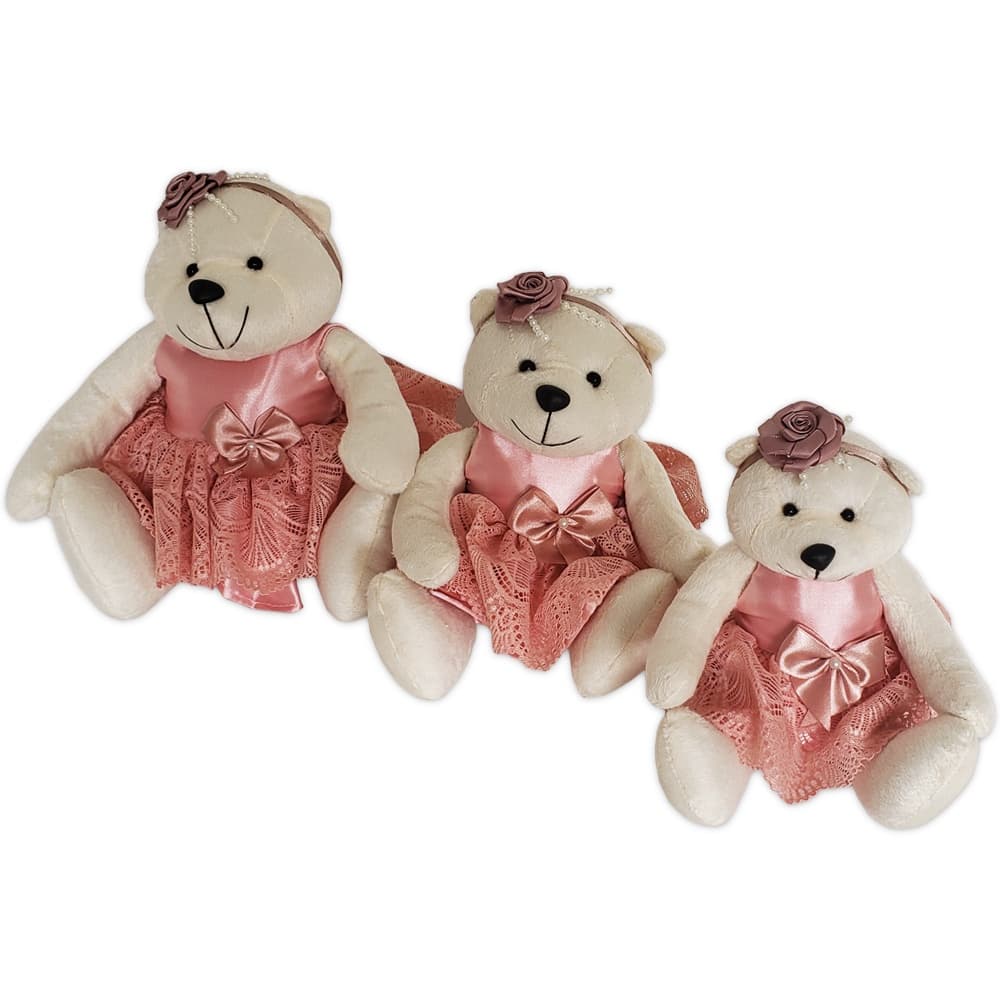 Trio De Ursos Para Nichos Decoração Quarto Bebê Infantil - Princesa Príncipe Aviador Marinheiro Safari - Produto Premium