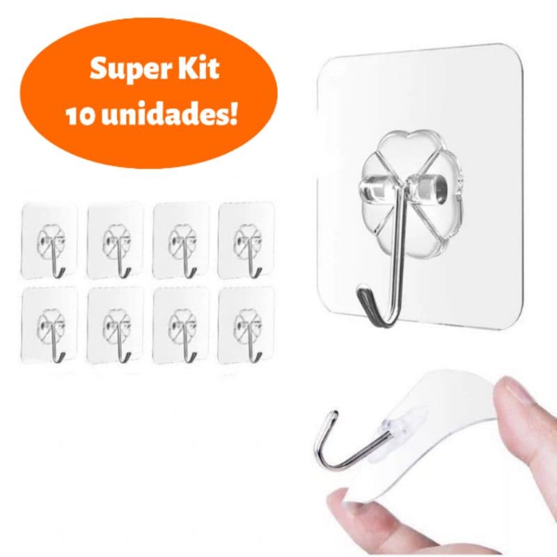 Kit 10 Suporte Gancho Adesivo Banheiro Cozinha a prova de água