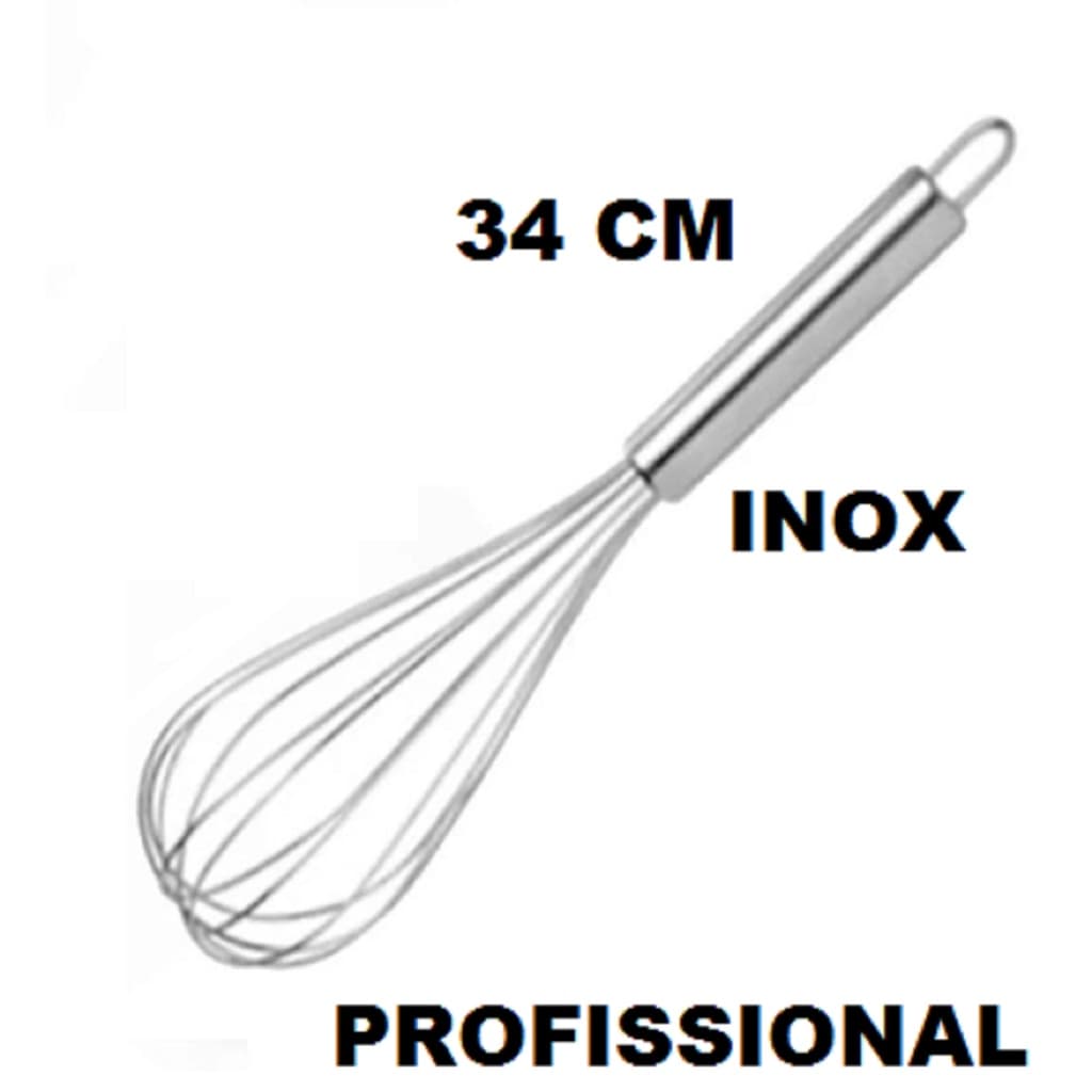 Batedor De Clara Em Neve Ovos Fuet Profissional Inox 34 Cm