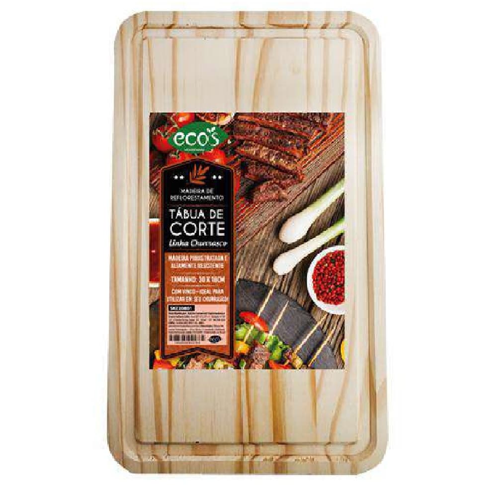 Tábua de Corte Madeira Pinus Vinco p/ Carnes Churrasco 30cm