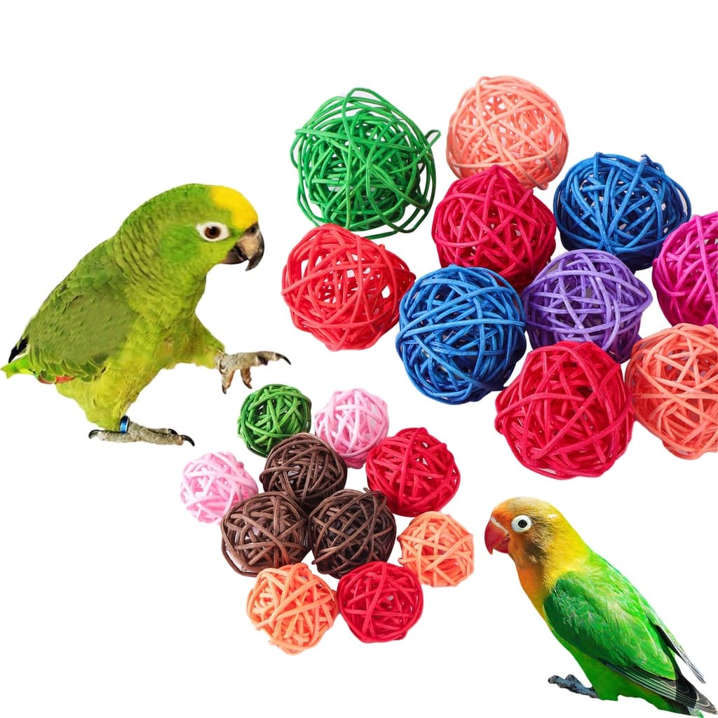 Brinquedos Para Pássaros De Estimação , Mastigar , Bola De Rattan , Papagaio , Periquito , Calopsita De Gaiolas De