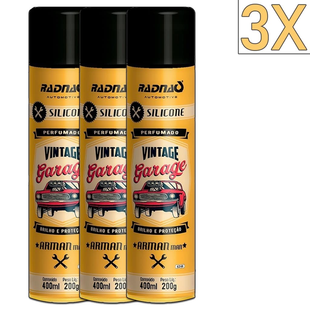 Kit 3 Unidades Silicone Spray Perfumado Garage Arman Man 400mL Radnaq