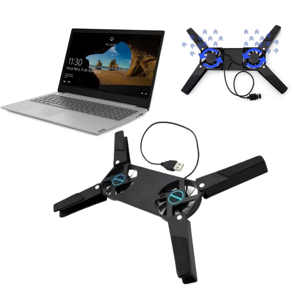Notebook Cooler Pad Usb Resfriador Portátil Para Notebook – 2 Ventiladores